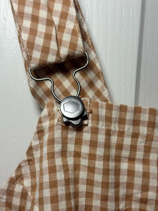 NWT RVCA Forager 100% Cotton Gingham Romper - Size L/12 - Sand/Tan White - Picture 9 of 13